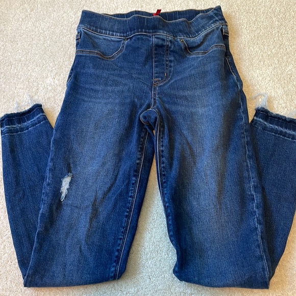 Spanx Distressed High Waist Ankle Denim Leggings - Picture 4 of 7